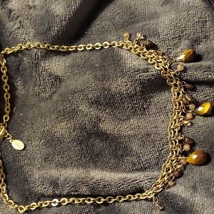 Express gold brown amber bead accent necklace